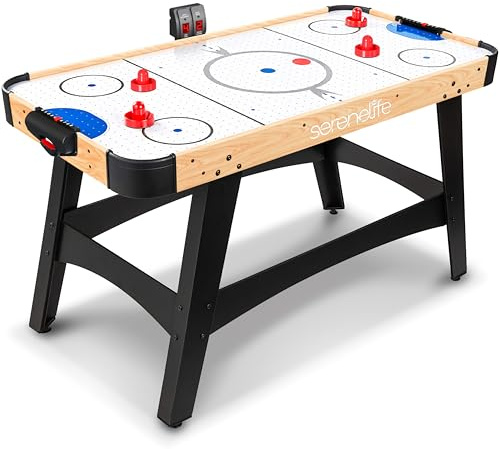 SereneLife 58 Air Hockey Game Table, w/ Built-in Score Tracker & Puck Dispenser, Digital LED Scoreboard & Accessories