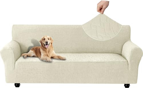 Ystyle Sofföverdrag För 3 Sits, Universellt Töjbart Överdrag, Halkfritt Överdrag Soffa, Maskintvättbart Couch Cover, Möbelöverdrag För Soffa För Hund Katt, Fläckavvisande Soffskydd, Beige