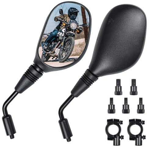 Cretassion E-Geprüft Motorrad Spiegel 2 Stück, MotorradSpiegel Set M8 M10mit Rechtsgewinde und Linksgewinde, Motorrad Rückspiegel Kompatibel mit Scooter, Roller, ATV, Moped, E-Bike