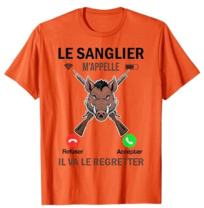 Le Sanglier m'appelle, Chasse Orange pour Chasseur Drôle T-Shirt, Homme, Orange, XL
