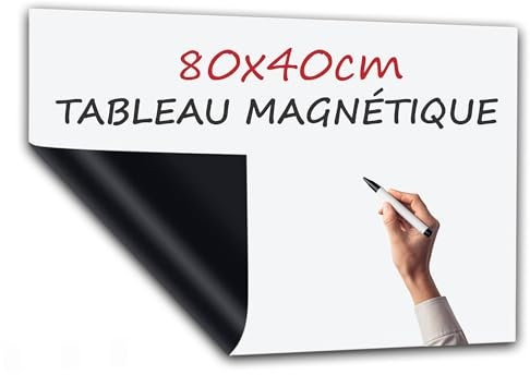 PREVIS Tableau Blanc Magnetique Effacable Adhésive Mural 80x40cm - White Board Adhesif - Film Adhésif Aimanté - Rouleau Magnetique - Ardoise Effacable - Idéal pour Bureau, Maison & Enfant, To do List