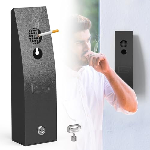 Wall Mounted Cigarette Bin Outdoor, Smoking Bin, Heavy Duty Steel Wall Mounted Ashtray Outdoor, for Public Areas, Pubs, Clubs, Restaurants