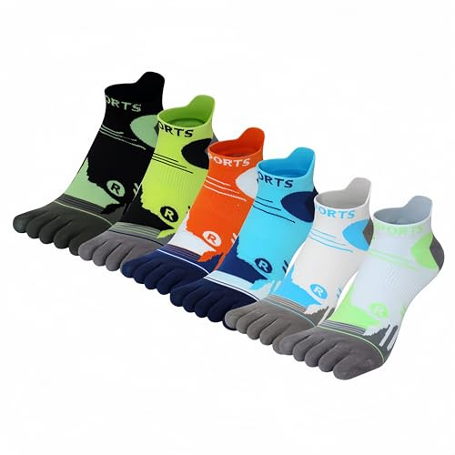Calzini con Dita da Sportivi per Uomo Traspiranti Corsa Calze Running Sport Calzini Caviglia Atletici Traspirante 6 Paia (IT, Numero, 39, 46, Regular, Regular, Multicolore 1)