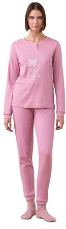 Noidinotte - Pigiama Donna Invernale in Caldo Cotone Articolo Pois. - M Rosa