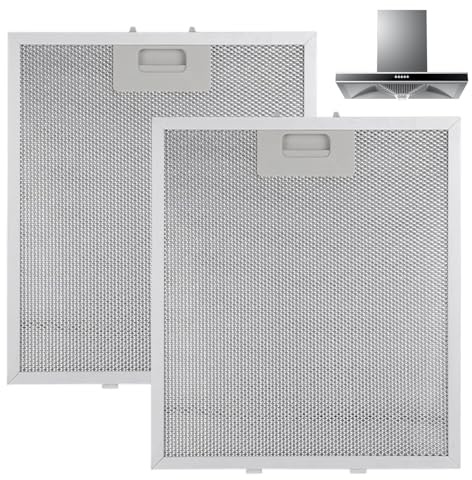 2 Pcs 5-Layer Cooker Hood Filters, Aluminum Mesh Metal Grease Filter for Cooker Hood, Replacement Kitchen Hood Filters, Durable Extractor Hood Filters for Many Leading Brands Cooker Hoods