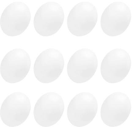 FOMIYES 12 Œufs en Plastique Réalistes pour Pâques, Solides et Solide, Forme Ronde Délicate, pour Graffiti et Décoration d'Œufs de Pâques