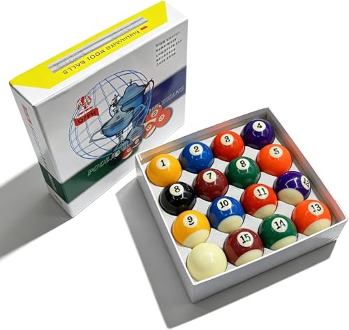 BORDEAG Set med biljardkulor, 16 stycken 57,2 mm, biljardbollar, högkvalitativt set med poolkulor, hållbart poolbord, för lekrum och fritid