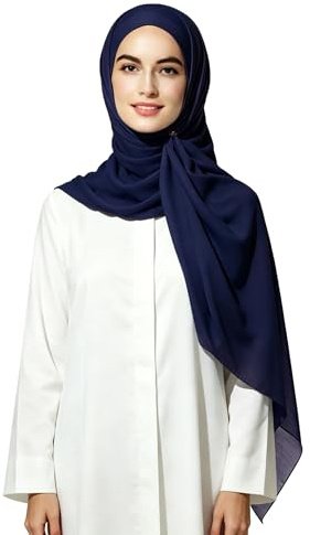 Lina & Lily Écharpe Hijab Femme Musulmane, Foulard Tissu Opaque et Léger en Crêpe Bubble