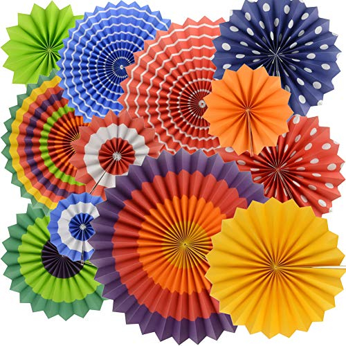 BeiLan 12 confezioni ventagli di carta coloratab decorazione di celebrazione del matrimonio festa di compleanno