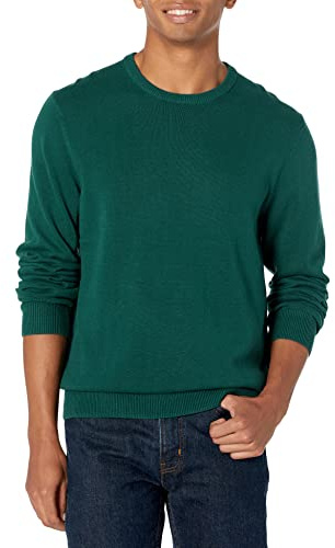 Amazon Essentials Men's Crewneck Sweater (Available in Big & Tall), Dark Green, Large