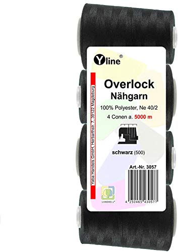 Overlock 3057 - 4 bobine di filo per cucire, 5000 m, NE 40/2, 100% poliestere, filo per macchina da cucire, 3057