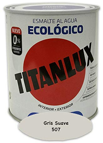 Titanlux - Esmalte Agua Ecologico Brillante, Gris, 750ML (ref. 00T054934)