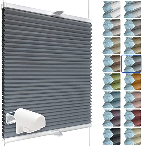 SchattenFreude Waben-Plissee für Fenster | 100% verdunkelnd/Blackout | Mit Klemm-Haltern | Klemmfix ohne Bohren | Anthrazit (Weiße Rückseite), Breite: 85cm x Höhe: 150cm