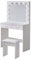 TUKAILAI Schminktisch Klein mit Spiegel, Frisiertisch mit 2 Schubladen, Schminktisch mit Hocker, Kosmetiktisch mit LED-Beleuchtung, Schminkkommode 80 cm Breit
