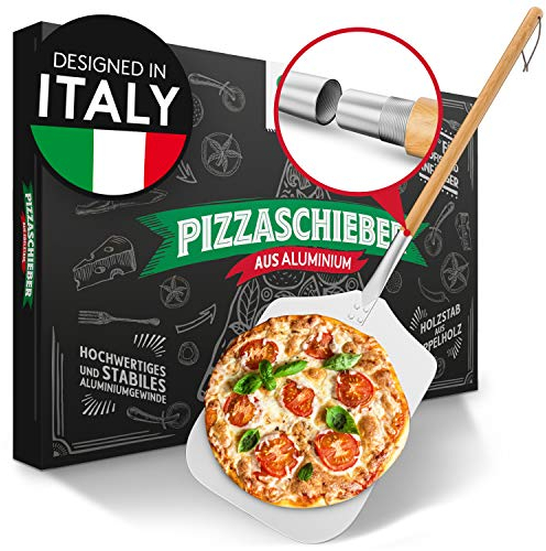 Pizza Divertimento® Pala per Pizza - Pala per pizza in alluminio inossidabile [83 cm] - Filettatura pratica e robusta - Pala per pizza con bordi arrotondati
