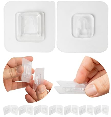 Ganci Adesivi Trasparenti, 8 coppi, 60 x 60 mm, Gancio multiuso per aderire a porte e pareti in bagni, cucine, garage, decorazioni, portasciugamani autoadesivo, Ganci adesivi parete, gancio fissaggio