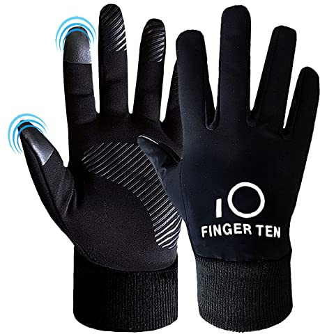 AMRTA Winter Cycling Gloves Kids Boys Girls Thermal Warm Touchscreen with Palm Grip for Running Football MTB Rugby Bike Hockey Skating Table Tennis Hiking (Black, Medium)