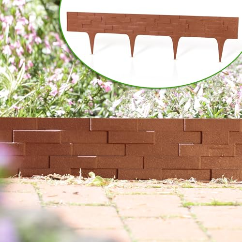 GardenPlast® StonePalisade - Rasenkante Gartenpalisade Palisade Beetumrandung SteinOptik - 2,37m, Terrakotta