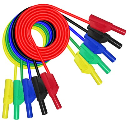 Fasizi Câble de fiche Banane, kit de 5 Cordons de Test électroniques 4 mm Fiche Banane de sécurité Souple Fil de Silicone Câble de Test 14 AWG Câble d'extension multimètre Jeu de câbles de Test