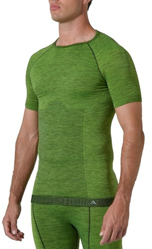 Risalti Maglia Manica Corta Termica Unisex Lana Merino - Maglia Termica e Traspirante, Abbigliamento Uomo e Donna Termico - Maglia Senza Cuciture - Made in Italy