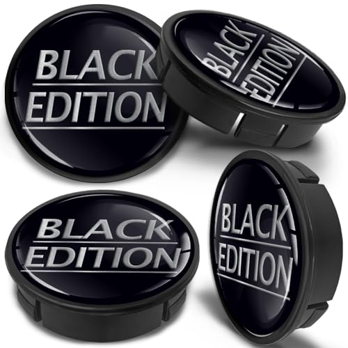 SkinoEu 4 x 60mm Universal Alufelgen Nabenkappen Felgen Kappen Felgendeckel Radkappen Radnabendeckel Nabendeckel Felgenkappen Schwarz Black Edition CX 60