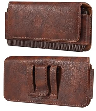 Cell Phone Belt Clip Holster Brown, Horizontal Cell Phone Waist Pack, 6.5 Universal Horizontal Mobile Phone Wallet Case with Belt Clip Loop Pouch Smartphone Belt Waist Bag Sport Travel Pocket Purse