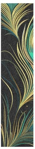 Linnyio Pfauenfedern Muster Skateboard-Sticker Perfekt für Board Individualisierung Skateboard-Griptape-Blätter Blasenfreie Anti-Rutsch-Tapes für Mädchen Jungen