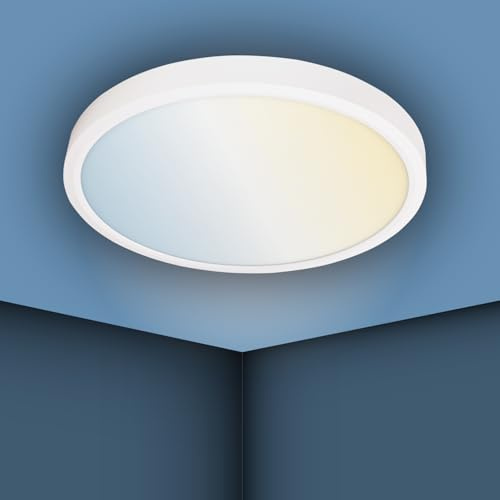LED ATOMANT Plafon LED Redondo Superficie 300mm 32W, CCT (Selector de Color Blanco Calido, Neutro y Frio), 2800 Lumenes, Driver inluido, Para techo Cocina Baño