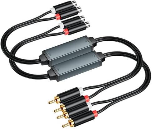 eppfun Stereo 2 Channel Ground Loop Isolator Signal Noise Filter Suppressor Reducer Alternator for Car Audio Home Stereo (Black) x2pcs
