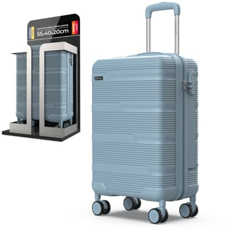 NUMADA - Maleta de Viaje Cabina 55x40x20cm (38,4L) Upfly T10 XS Apta para Ryanair con Cierre de Combinación y 4 Ruedas. Maleta de Mano Rígida Resistente, Ligera con Interior Compartimentado | Azul