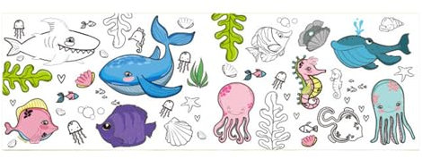 Rodillo de coloración larga, Rollo para colorear | Pared de adhesivo de pared Rodillo para colorear | Juguete práctico de las niñas para estimular la imaginación y la creatividad para la clase, el