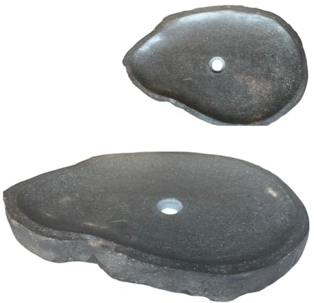Lendo Online Handfat oval (50-60) x(35-40) cm flodsten - natursten - handfat för badrum och toalett - handfat - diskbänk - unik form och färg!