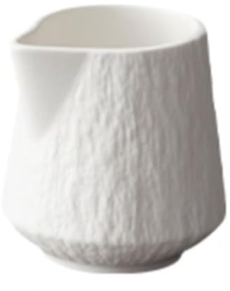 Rock Pattern Ceramic Milk Cup Set, 85ml and 130ml Iron Porcelain Creamer Jug, Minimalist Stone Texture, Microwave Safe (white, S)