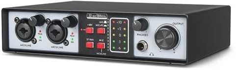 Qusedwey Interfaz de Audio Profesional de 36 Bits, 384 KHz, 2 Entradas y 2 Salidas, Tarjeta de Sonido USB, Grabación para Estudio de Música, Micrófono, Mezclador DJ