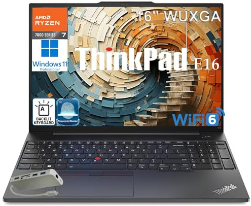 Lenovo ThinkPad E16 Gen 2 Business Laptop Computer, 16 FHD+, AMD 8-Core Ryzen 7 7735HS, 32GB DDR5, 1TB PCIe SSD, WiFi 6, Backlit KB, Fingerprint Reader, Windows 11 Pro, Type C Hub