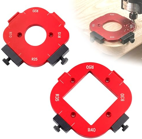 2 stycken router jigg radie stencil – aluminium fräsmall R10-R50 | Rundmätare för överfräsar, möbelbyggnad, träbearbetning, exakt kantbearbetning och gör-det-själv-projekt