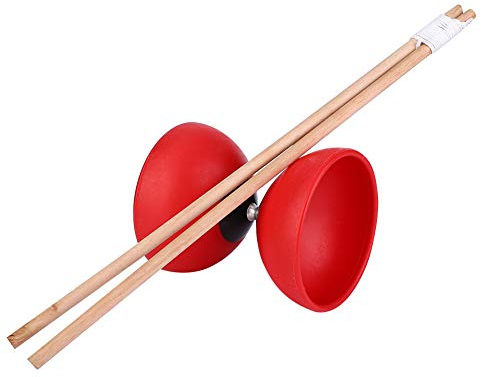 TIKATARER Yoyo Chino, Juego de Diábolo de Material ABS Duradero y Liviano con Palos de Colores para Jugadores Principiantes e Intermedios de Todas Las Edades (Rojo)