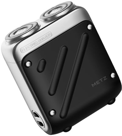 Skyworth Metz Traveller Rasoio Elettrico Uomo, Rasatura Secco Umido IPX7 Motore 9000 RPM, Testina Magnetica Rimovibile, Lame Autoaffilanti 9×2, Autonomia 45 Giorni, Ricarica Rapida 1h USB-C, Nero