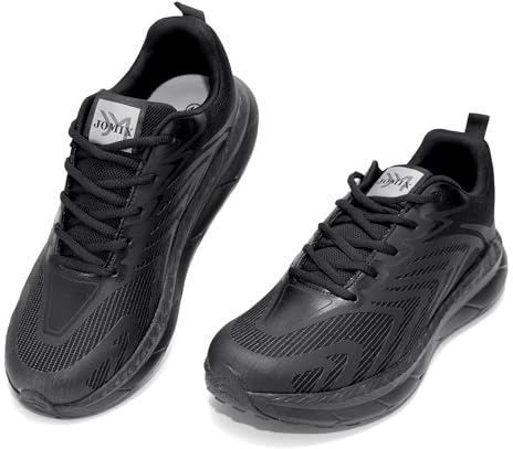 JOMIX Scarpe Uomo con Lacci Sneakers Respirabili Suola Antiscivolo Scarpe da Corsa con Tomaia a Onde Leggere per Palestra Camminata MOS260001 (Nero, 42)