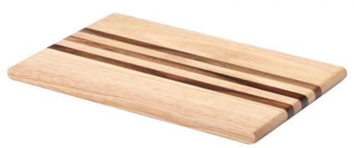 Continenta Gummibaumholz Schneidebrett mit integrierten Akazienholz-Streifen, Tranchierbrett, Größe: 36 x 23 x 1,8 cm