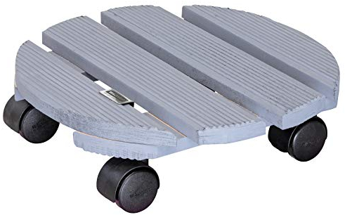 Wagner Carro para Plantas Creo Ø 29 x 8 cm I Carro para Flores de Madera Maciza FSC® para en Interior I Carro de Madera Acanalado, Gris I Capacidad de Carga 100 kg I 20086401