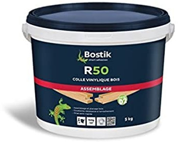 Bostik Colle Vinylique Bois R50 – Colle à Bois Prise Semi Rapide D2 – Assemblage et de Placage – Menuiseries Intérieures – Blanc puis Transparent au Séchage – Seau 5 kg