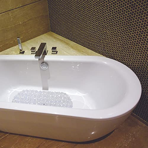 MSV - Tapis Fond de Baignoire PVC Galets - Antidérapant - Sécurité et Confort - 99 x 39 cm - Transparent - Surface Texturée - Adapté à Tous Types de Baignoires