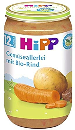 HiPP Gemüseallerlei mit Bio-Rind, 6er Pack (6 x 250 g)