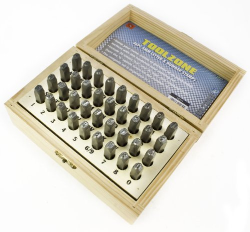 toolzone HB274 5 mm Alphabet Letter and Number Stamps/Punches - Black (36-Piece)