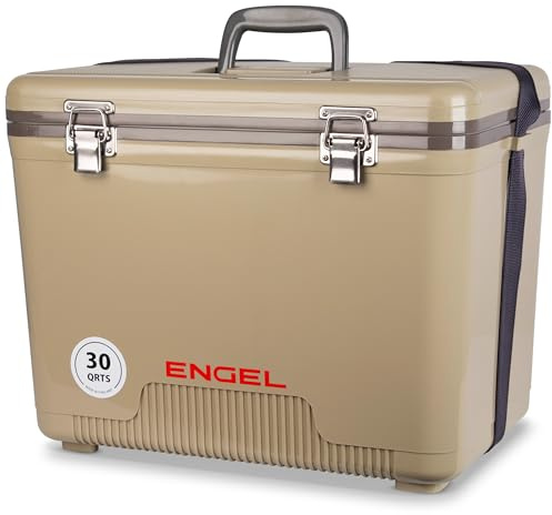 Engel UC30 30qt Leak-Proof, Air Tight, Drybox Cooler and Hard Shell Lunchbox for Men and Women in Tan
