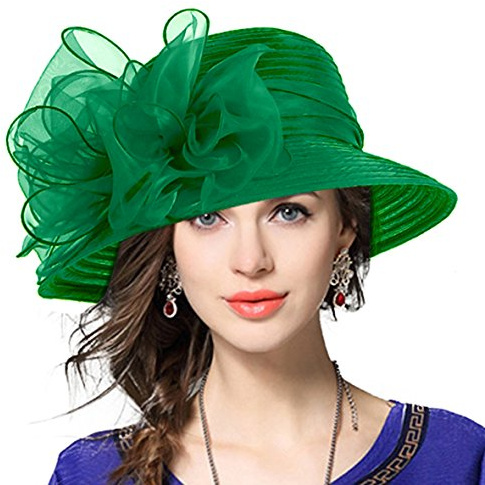VECRY Femmes Oaks Derby Robe Église Cloche Capelines Bowler Chapeaux de Mariage