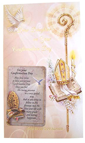 Needzo Confirmation Greeting Card with Keepsake Prayer Card, 7 1/2 Inch (Daughter)