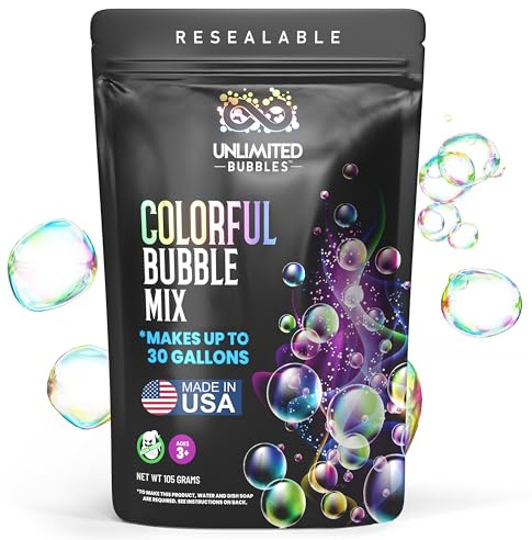 Bubble Machine Powder - Create Fun Bubbles with This Premium Bubble Mix - Works with Bubble Wands, Bubble Machines. Perfect Colorful Bubbles for Kids and Adults. Makes up to 30 Gallons. Made in USA.
