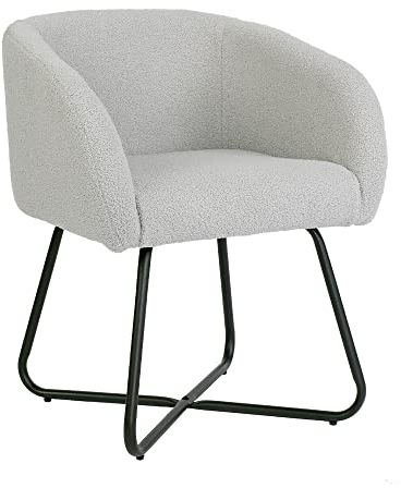 Mingone Sessel Kleine Loungesessel Cocktailsessel Modern Einzelsofa Lammwolle Designer Polstersessel mit Schwarz Metallbeinen für Wohnzimmer Schlafzimmer bis 120kg，Grau